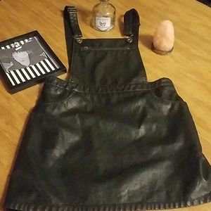 Forever 21 Black leather overall dress